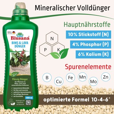 Blusana Flüssig Dünger Bims & Lava 1 l Flasche