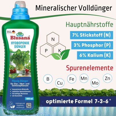 Blusana Flüssig Dünger Hydroponik 1 l Flasche