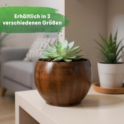 Bali Blumentopf Keramik Holzdekor